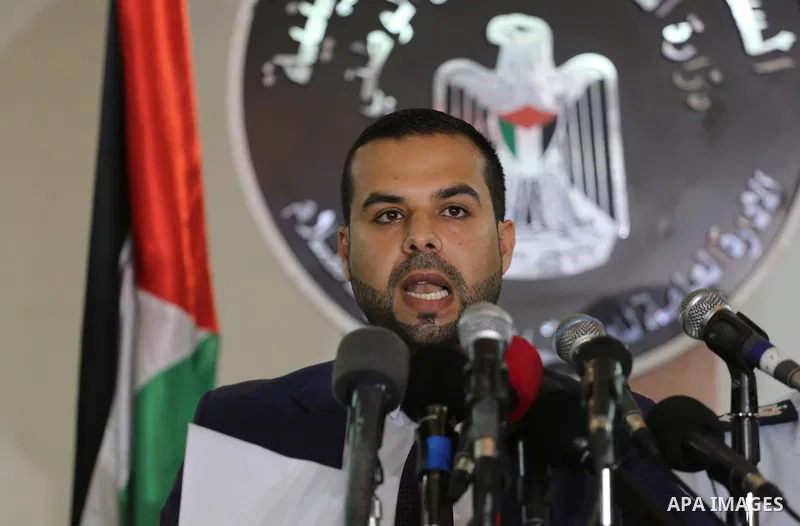 Eyad al-Bozm, the spokesman of the Palestinian Ministry of the Interior, speak during a press conference, in Gaza city, on may 14, 2016. Photo by Mohammed Asad