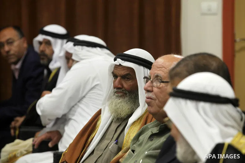 Senior Hamas leader Ismail Haniyeh, attends a meeting with Gaza Strip's notables in Gaza city, on May 17, 2016. Photo by Ashraf Amra