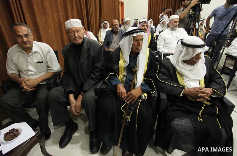 Senior Hamas leader Ismail Haniyeh, attends a meeting with Gaza Strip's notables in Gaza city, on May 17, 2016. Photo by Ashraf Amra