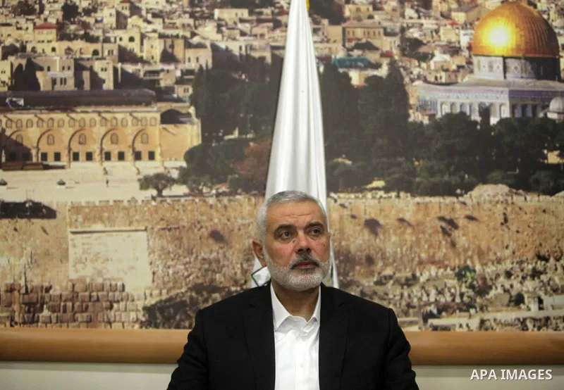 Senior Hamas leader Ismail Haniyeh, attends a meeting with Gaza Strip's notables in Gaza city, on May 17, 2016. Photo by Ashraf Amra