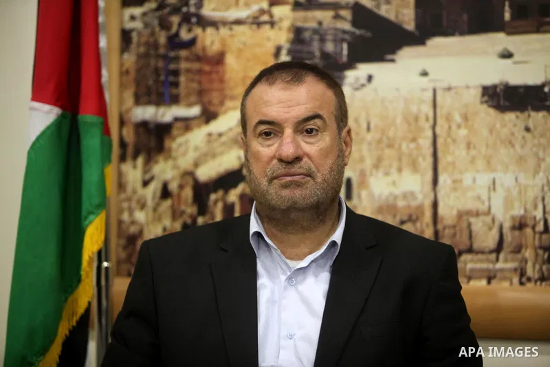 Senior Hamas leader Fathi Hammad, attends a meeting with Gaza Strip's notables in Gaza city, on May 17, 2016. Photo by Ashraf Amra