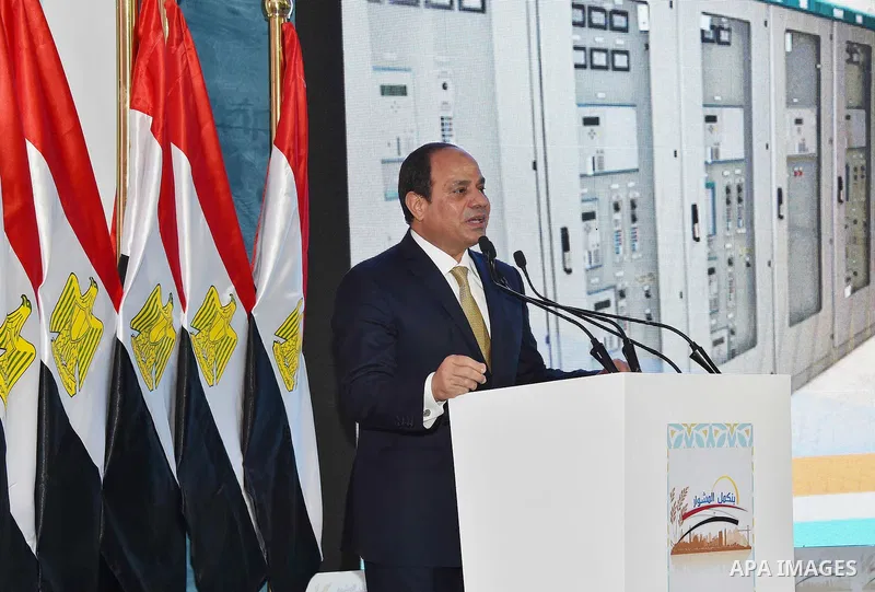 Egyptian President Abdel Fattah al-Sisi speaks during an opening ceremony of electric power plant in Asyut, Egypt, on May 17, 2016. Photo by Egyptian President Office