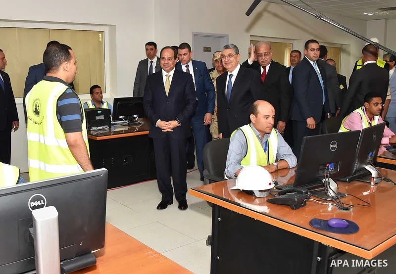 Egyptian President Abdel Fattah al-Sisi attends the opening ceremony of electric power plant in Asyut, Egypt, on May 17, 2016. Photo by Egyptian President Office