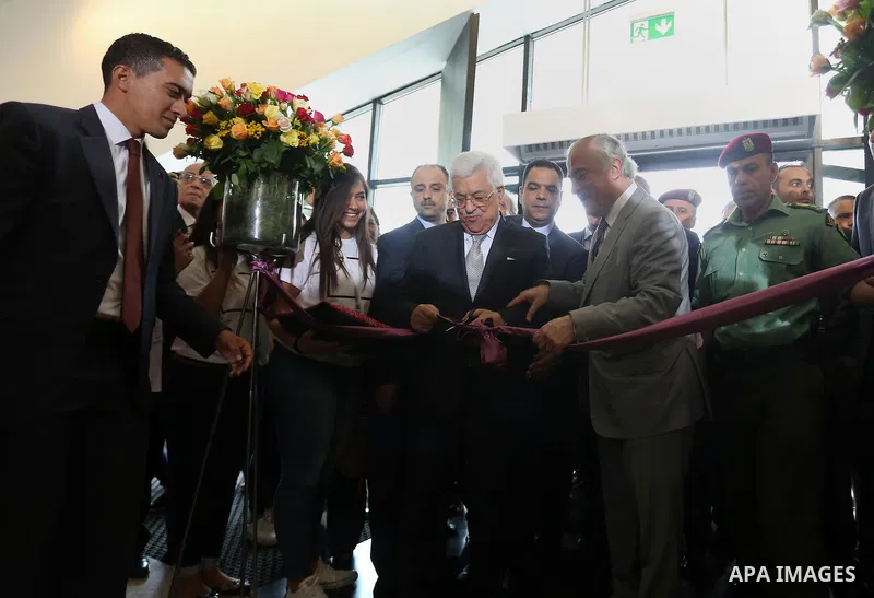 Palestinian President Mahmoud Abbas opens the Palestinian Museum, in the West Bank town of Birzeit, on May 18, 2016. Photo by Shadi Hatem