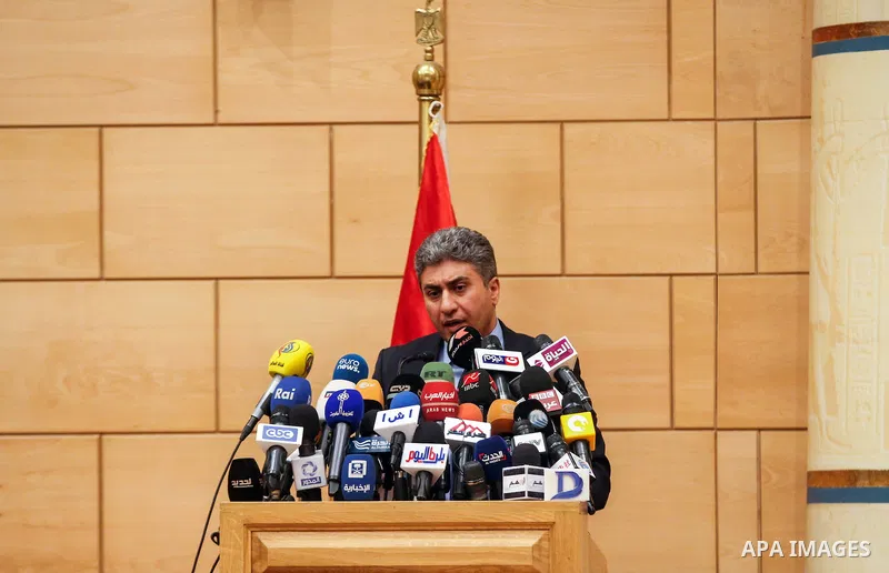 Egypt's Civil Aviation Minister Sherif Fathy speaks at a press conference in Cairo, Egypt, on May 19, 2016. Sherif Fathy told the press conference Thursday that the EgyptAir passenger jet that disappeared earlier in the...