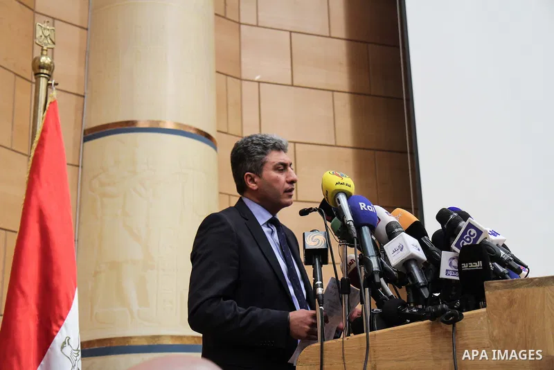 Egypt's Civil Aviation Minister Sherif Fathy speaks at a press conference in Cairo, Egypt, on May 19, 2016. Sherif Fathy told the press conference Thursday that the EgyptAir passenger jet that disappeared earlier in the...