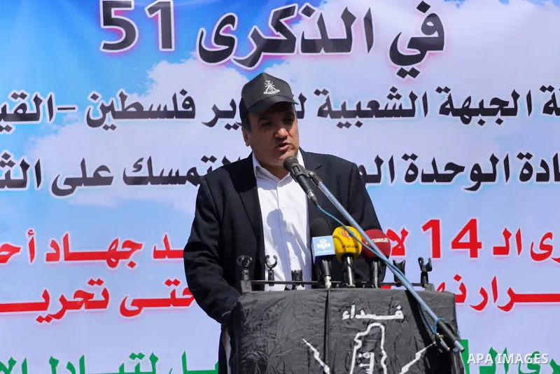 Palestinians gather during a rally marking the 51th anniversary of the Popular Front for the Liberation of Palestine (General Command),in front of Red cross office, in Gaza city, on May 23, 2016. Photo by Mohammed Asad