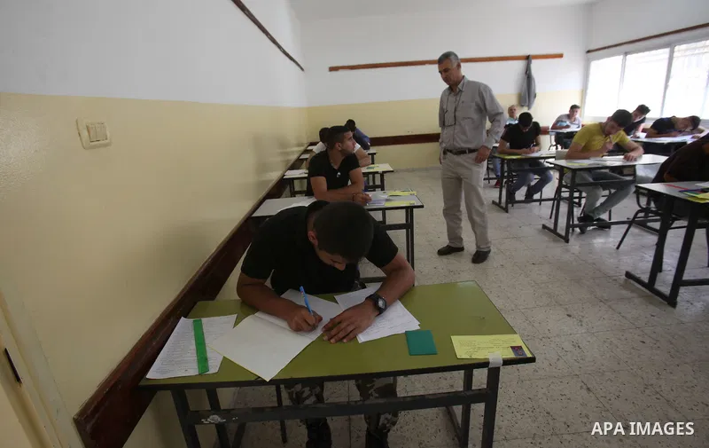 Palestinian students sit for their final high school exams, known as "Tawjihi", in the West bank city of Nablus on May 28, 2016. Nearly 78,000 Palestinian students sat for the first session of their high school exams see...