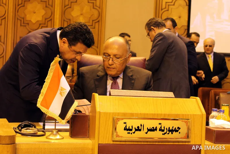 Arab Foreign Ministers attend a meeting to discuss a French peace initiative in Cairo on May 28, 2016. Photo by Egyptian President Office