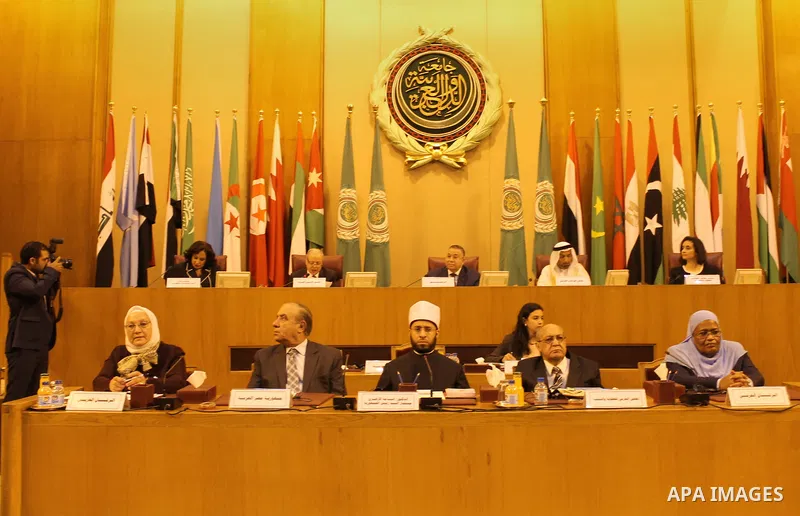 Heads of parliament for Arab countries attend a meeting at the Arab League's headquarters in the Egyptian capital, Cairo, on May 31, 2016. Photo by Stringer