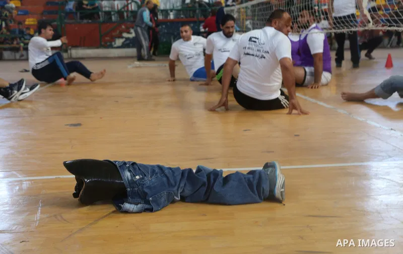 Disabled Palestinians take part in the closing ceremony of the wheelchairs basketball training camp organised by the International Committee of the Red Cross (ICRC) , in Gaza city on june 2, 2016. Photo by Nidal Alwaheid...