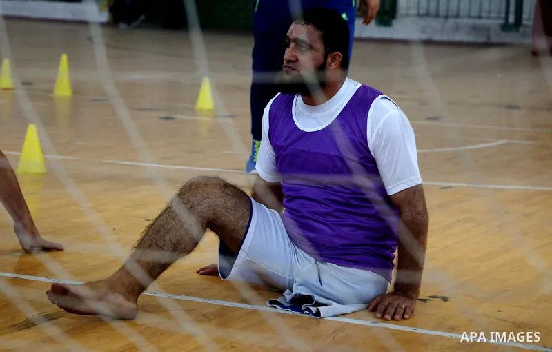 Disabled Palestinians take part in the closing ceremony of the wheelchairs basketball training camp organised by the International Committee of the Red Cross (ICRC) , in Gaza city on june 2, 2016. Photo by Nidal Alwaheid...
