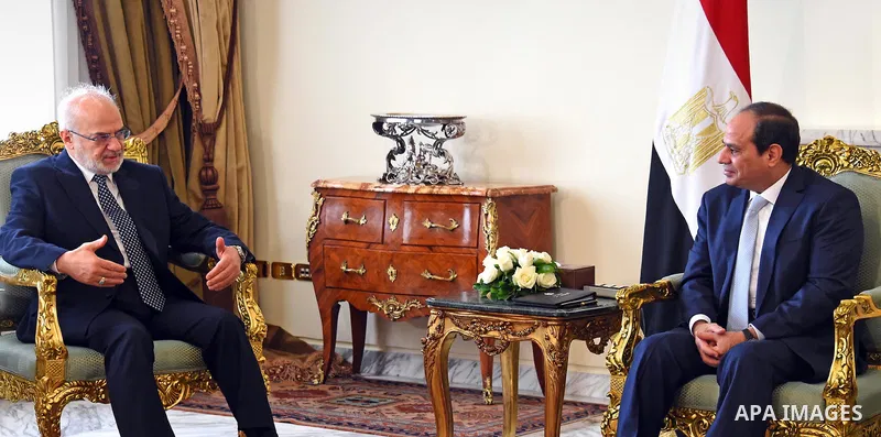 Egyptian President Abdel Fattah al-Sisi meets with Iraqi Foreign Minister, Ibrahim al-Jaafari, in the capital Cairo on June 4, 2016. Photo by Egyptian President Office