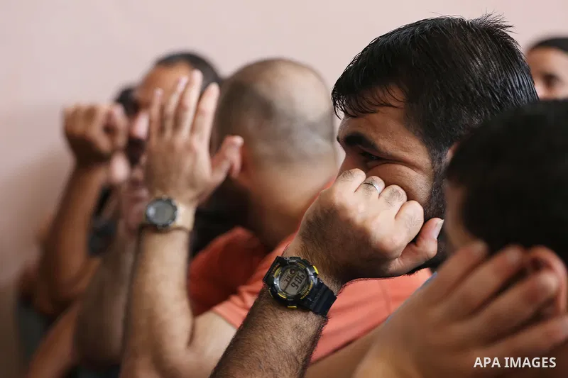 Palestinian prisoners leave the prison run by the security forces in Gaza Strip, in Gaza City on June 5, 2016. Security officials in Gaza Strip said on Sunday they released 156 prisoners occasion of the Muslim holy month...