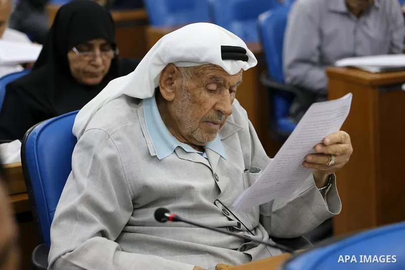 Members of the Palestinian legislative council from Hamas movement attend a meeting at the legislative council in Gaza city on June 8, 2016. Photo by Mohammed Asad