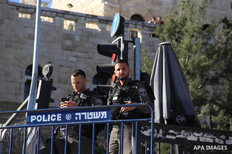 Israeli policemen stand guard at the Al-Aqsa Mosque, in Jerusalem, on June 9, 2016. Photo by Mahfouz Abu Turk