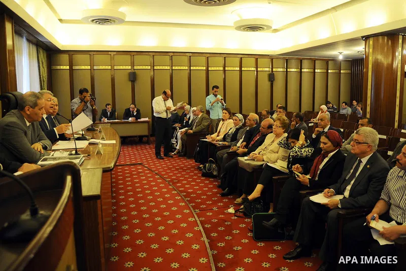 Egyptian Minister of Education, al-Hilali Sherbini speaks during a press conference in Cairo, Egypt, on June 11, 2016. Photo by Stranger
