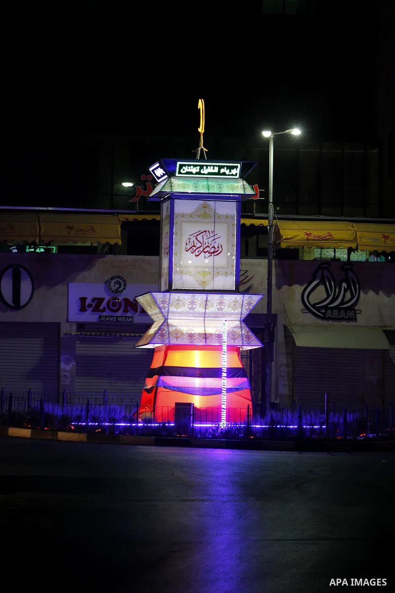 A large Ramadan lantern is seen during the holy fasting month of Ramadan in the West Bank city of Hebron, June 16, 2016. Muslims around the world celebrate Ramadan, the holy month in the Islamic calendar, in which they a...