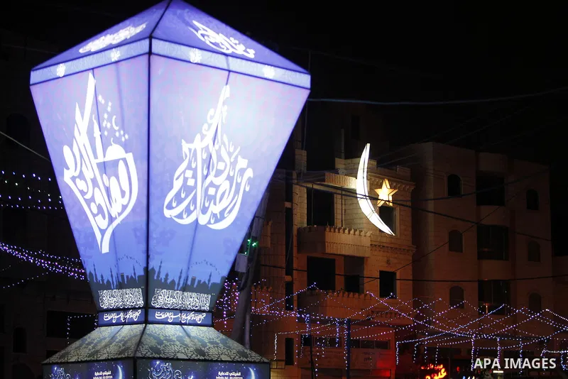 A large Ramadan lantern is seen during the holy fasting month of Ramadan in the West Bank city of Hebron, June 16, 2016. Muslims around the world celebrate Ramadan, the holy month in the Islamic calendar, in which they a...