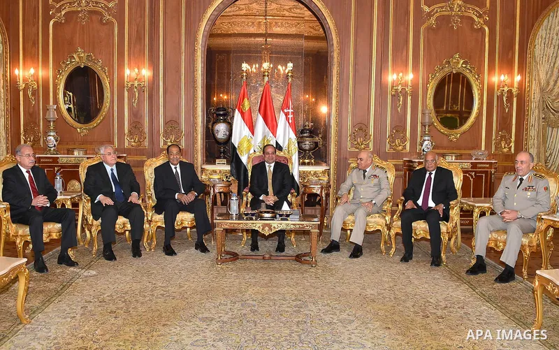 Egyptian President Abdel-Fattah al-Sisi, participates in the breakfast with Leaders of the armed forces, during the Islamic holy month of Ramadan, in Cairo, on June 15, 2016. Photo by Egyptian President Office