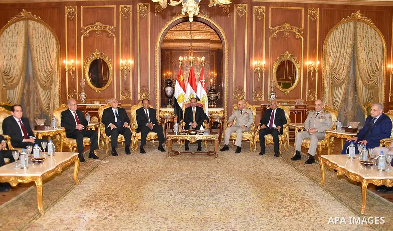 Egyptian President Abdel-Fattah al-Sisi, participates in the breakfast with Leaders of the armed forces, during the Islamic holy month of Ramadan, in Cairo, on June 15, 2016. Photo by Egyptian President Office