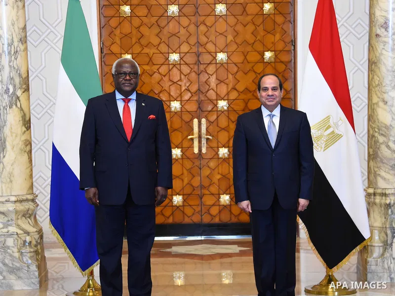 Egyptian President Abdel Fattah al-Sisi meets with Sierra Leone's president Ernest Bai Koroma, in Cairo, Egypt, on June 27, 2016. Photo by Egyptian President Office