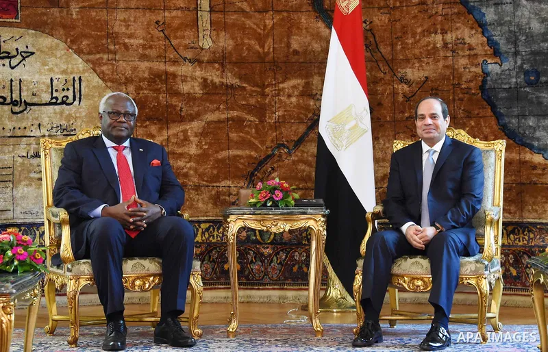 Egyptian President Abdel Fattah al-Sisi meets with Sierra Leone's president Ernest Bai Koroma, in Cairo, Egypt, on June 27, 2016. Photo by Egyptian President Office
