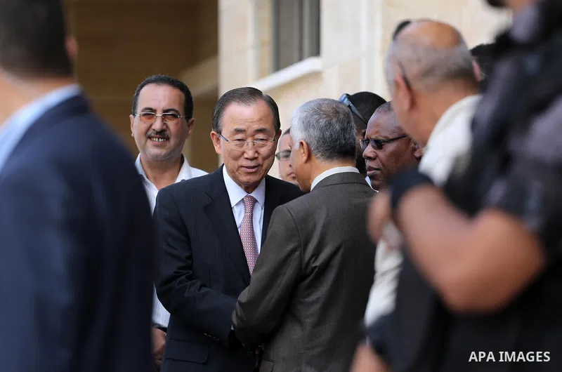 U.N. Secretary-General Ban Ki-moon visits a Qatari-funded rehabilitation and artificial limbs hospital in the northern Gaza Strip June 28, 2016. UN chief Ban Ki-moon the previous day urged Israelis and Palestinians not t...