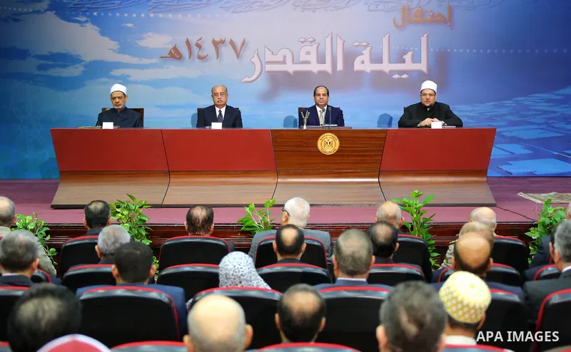 Egyptian President Abdel-Fattah al-Sisi attends a ceremony to honor the servants of Quran, during the Muslim holy month of Ramadan, in Cairo, on June 29, 2016. Photo by Egyptian President Office