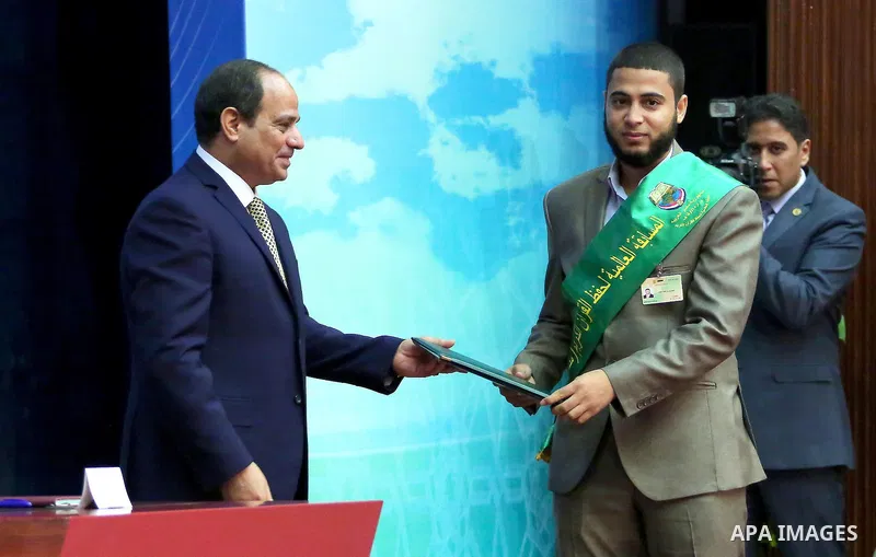 Egyptian President Abdel-Fattah al-Sisi attends a ceremony to honor the servants of Quran, during the Muslim holy month of Ramadan, in Cairo, on June 29, 2016. Photo by Egyptian President Office