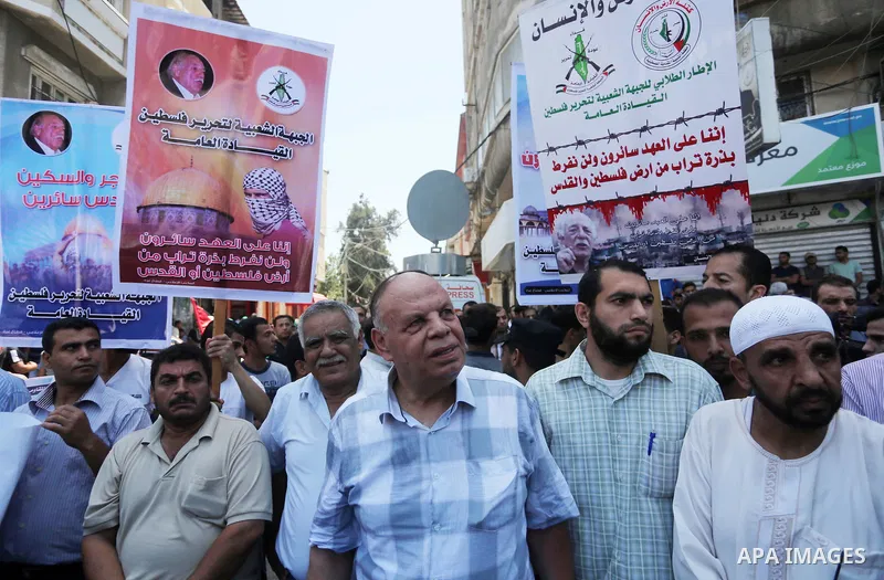 Palestinians take part in a rally marking al-Quds (Jerusalem) Day following Friday prayer in Gaza city on July 1, 2016. Photo by Mohammed Asad