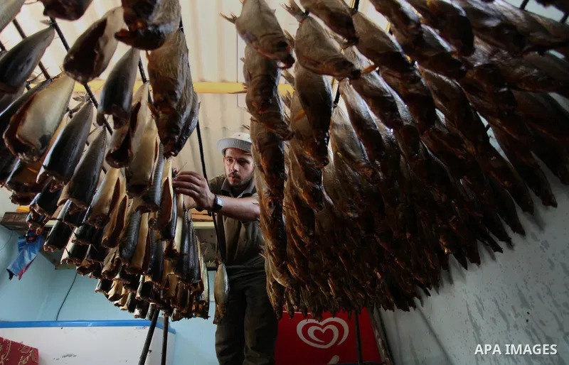 A Palestinian man prepares salted fish to be sold in a market ahead of the Eid al-Fitr holiday marking the end of Ramadan, in Khan Younis, in the southern Gaza Strip July 3, 2016. Photo by Ashraf Amra