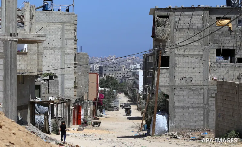 A general view show the houses, which was damaged during the 50-day Israeli war on Gaza Strip last summer, in Shejaiya neighborhood in Gaza city July 9, 2016. July 8th marks the two-year anniversary of the war between Is...