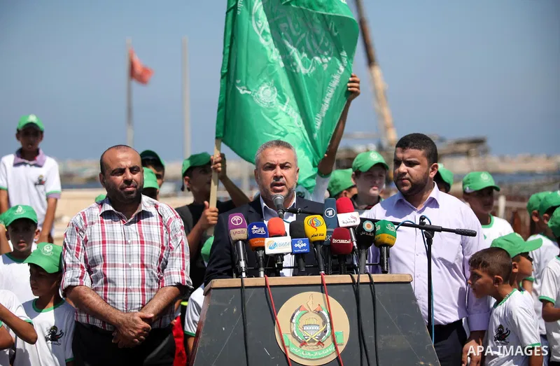 Senior Hamas Leader Ismail Redwan, speaks during a press conference to announce the start of summer camps organized by the Hamas movement in Gaza city on July 10, 2016. Hamas movement organized dozens of summer camps for...