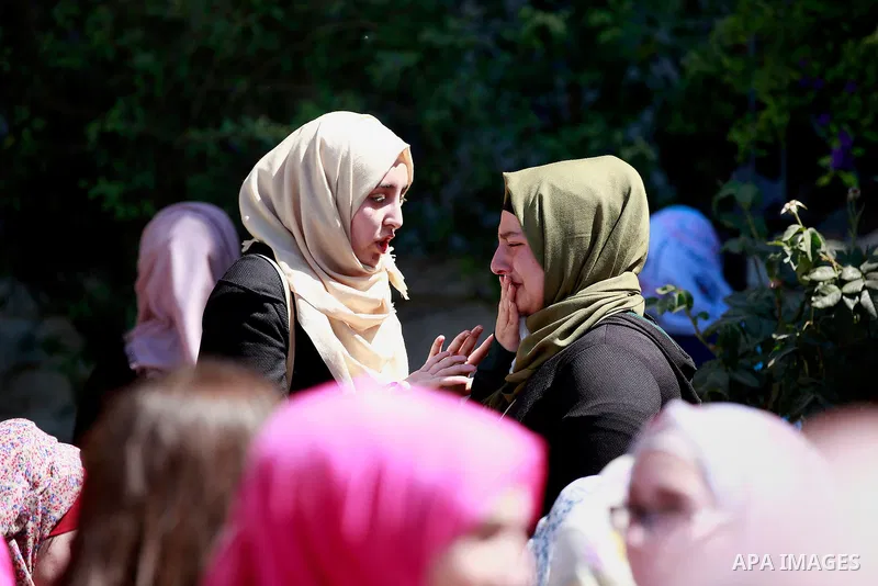 Palestinian high school students celebrate after heard their results of final exams known as "Tawjihi", in the West Bank city of Hebron on July 11, 2016. Photo by Wisam Hashlamoun