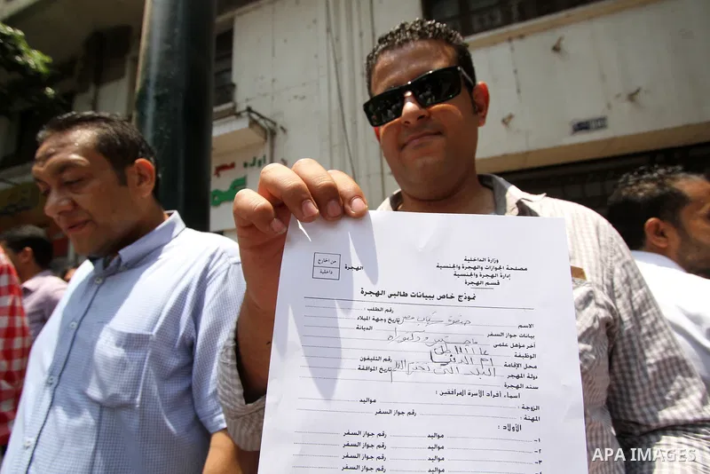 Egyptians Who obtained master's degree take part during a protest to demand jobs in Cairo, Egypt, on July 12, 2016. Photo by Amr Sayed