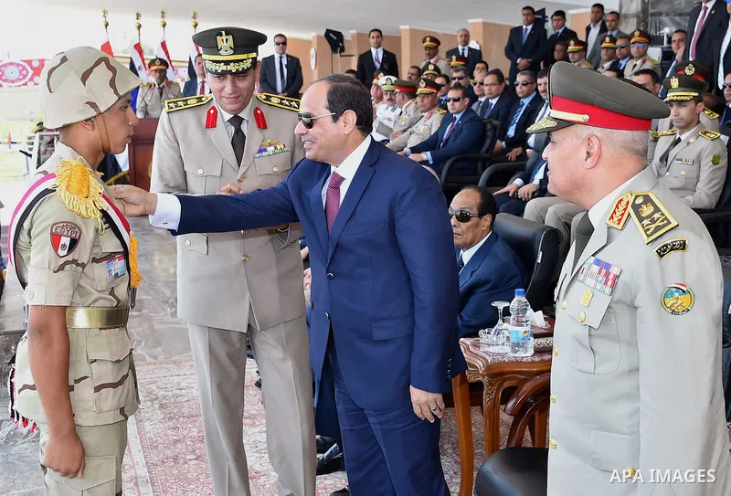 Egyptian President Abdel Fattah al-Sisi attends a military academy graduation ceremony in the capital, Cairo, on July 12, 2016. Photo by Egyptian President Office