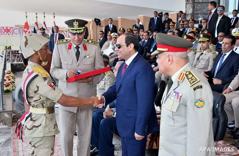Egyptian President Abdel Fattah al-Sisi attends a military academy graduation ceremony in the capital, Cairo, on July 12, 2016. Photo by Egyptian President Office