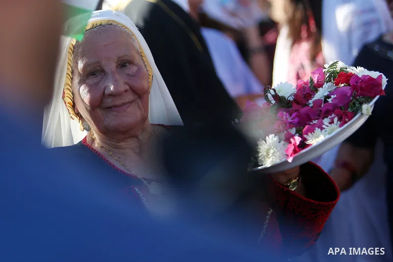 Palestinians celebrate during a wedding in Heritage week in the village of Bir Zeit, in the West Bank near Ramallah, on July 13, 2016. Photo by Shadi Hatem
