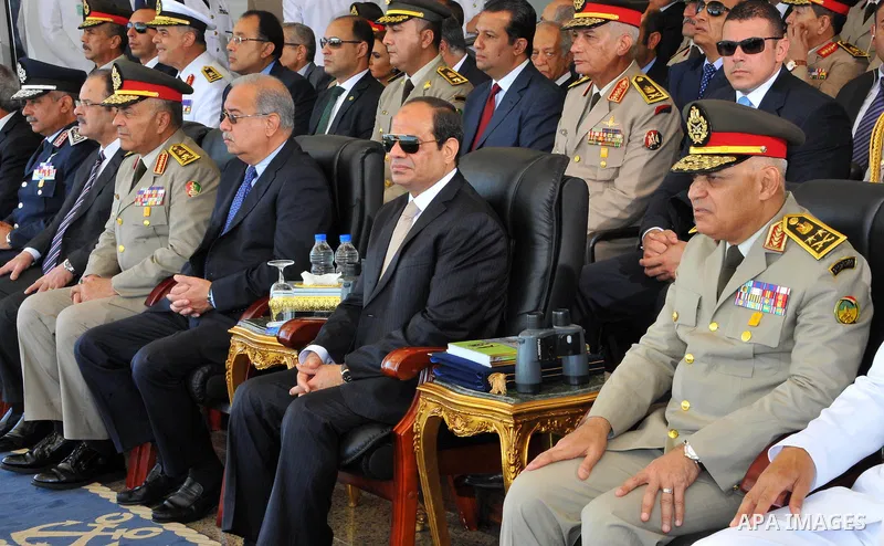 Egyptian President Abdel Fattah al-Sisi attends a graduation ceremony of the Navy and Air Force academies in Cairo, Egypt July 14, 2016. Photo by Egyptian President Office