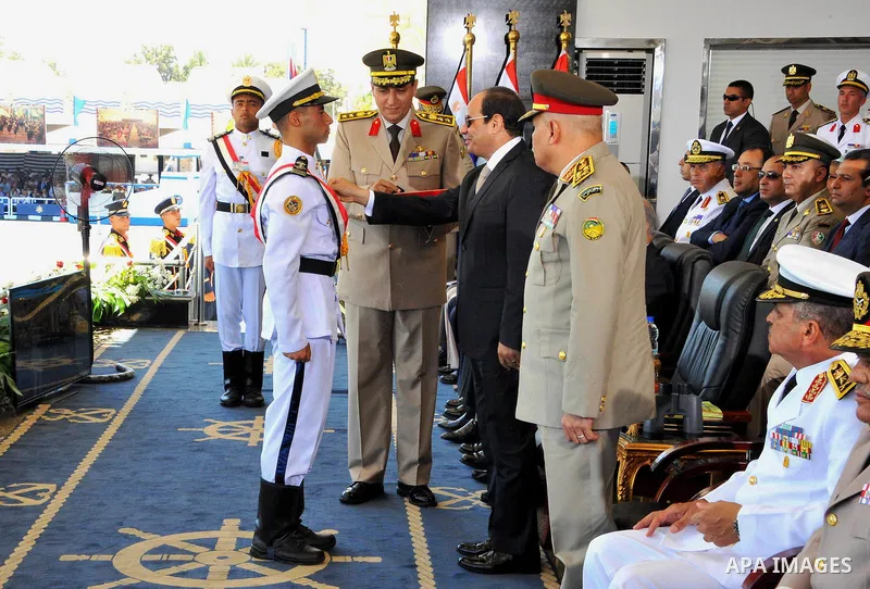 Egyptian President Abdel Fattah al-Sisi attends a graduation ceremony of the Navy and Air Force academies in Cairo, Egypt July 14, 2016. Photo by Egyptian President Office