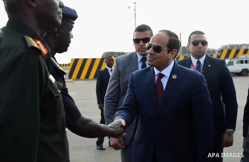 Egyptian President Abdel Fattah al-Sisi leaves Rwanda after participating in the African summit meetings, in Kigali, Rwanda, on July 18, 2016. Photo by Egyptian President Office