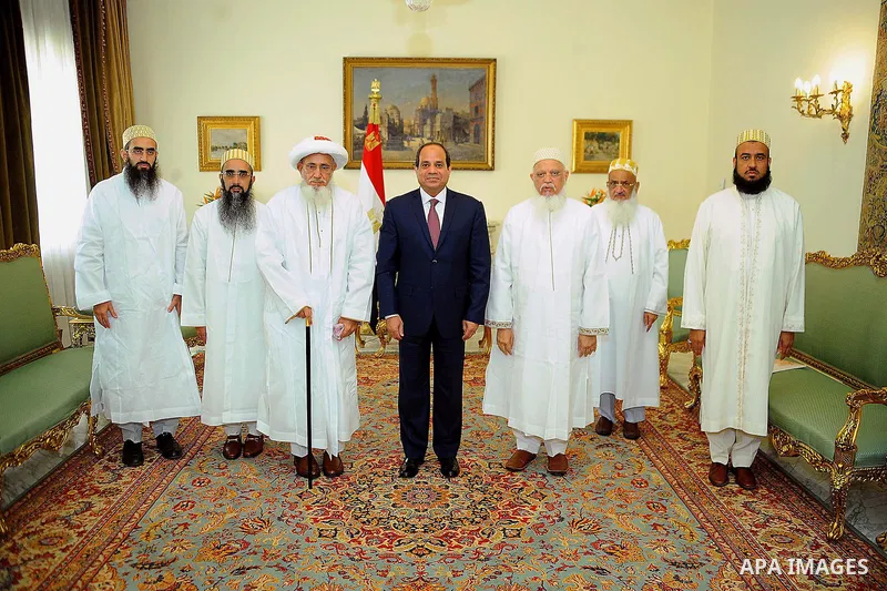 Egyptian President Abdel Fattah al-Sisi meets with, Sultan of Bohra community of India, in Cairo, on July 19, 2016. Photo by Egyptian President Office