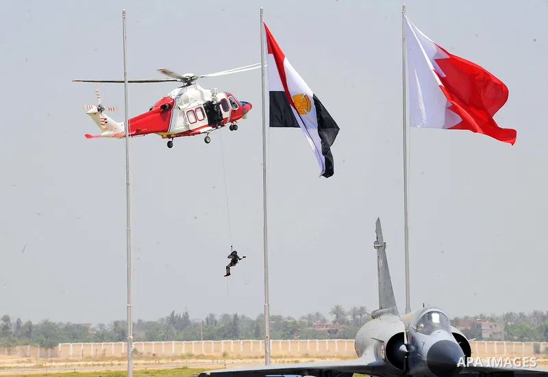 Egyptian air force planes perform during the graduation of 83 aviation and military science at the Air Force Academy in Cairo, Egypt July 20, 2016. Photo by Egyptian President Office