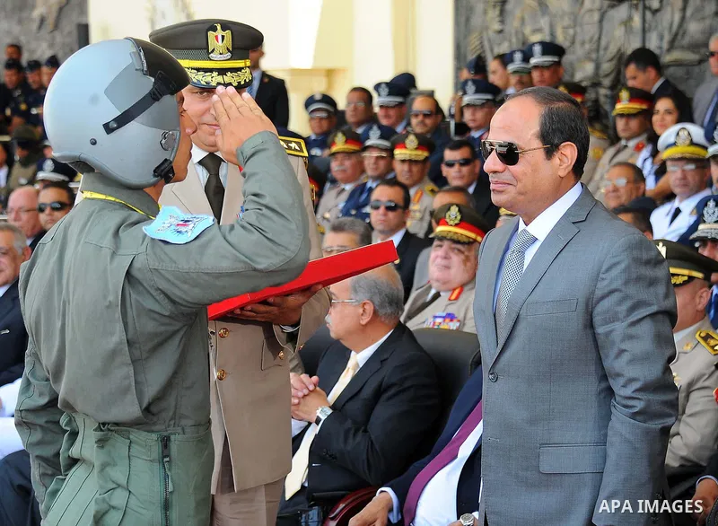 Egyptian President Abdel Fattah al-Sisi attends the graduation of 83 aviation and military science at the Air Force Academy in Cairo, Egypt July 20, 2016. Photo by Egyptian President Office