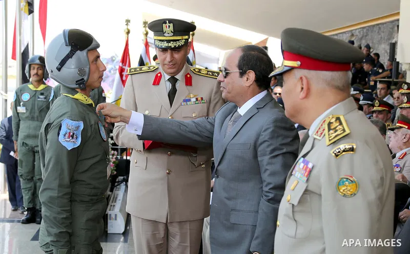Egyptian President Abdel Fattah al-Sisi attends the graduation of 83 aviation and military science at the Air Force Academy in Cairo, Egypt July 20, 2016. Photo by Egyptian President Office