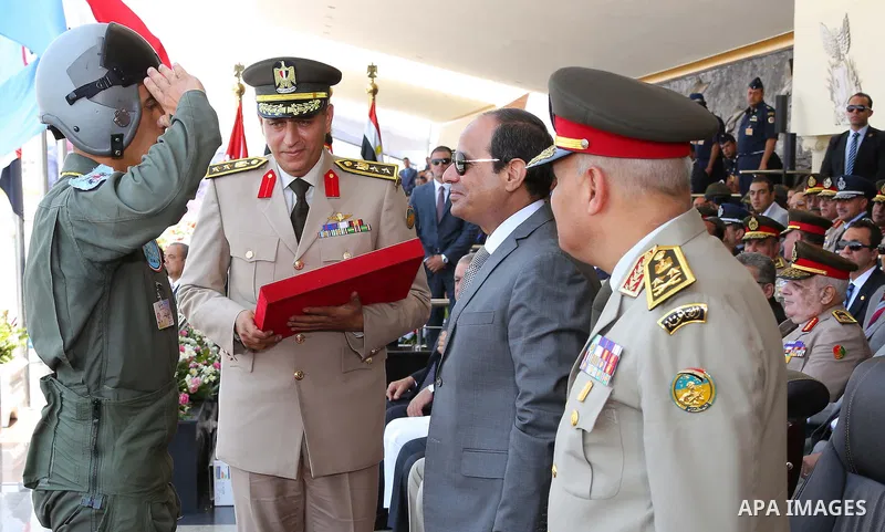 Egyptian President Abdel Fattah al-Sisi attends the graduation of 83 aviation and military science at the Air Force Academy in Cairo, Egypt July 20, 2016. Photo by Egyptian President Office