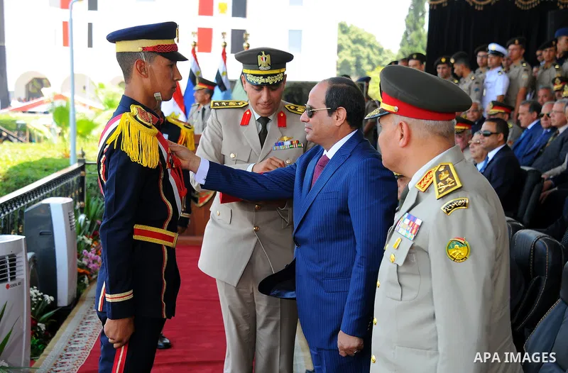 Egyptian President Abdel Fattah al-Sisi attends a military academy graduation ceremony in the capital, Cairo, on July 21, 2016. Photo by Egyptian President Office