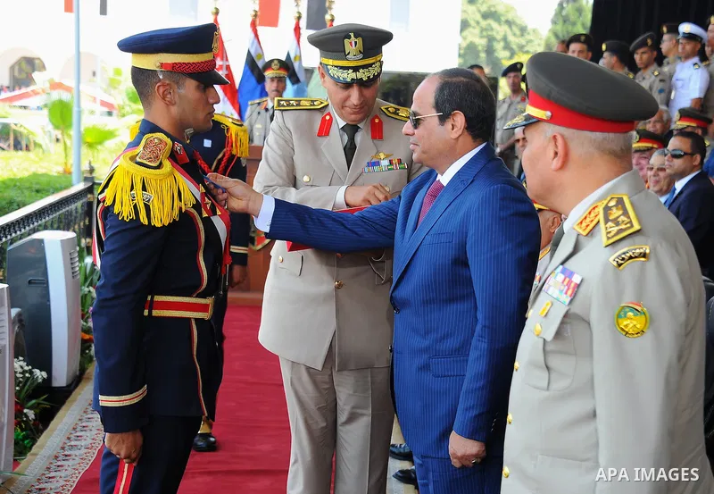 Egyptian President Abdel Fattah al-Sisi attends a military academy graduation ceremony in the capital, Cairo, on July 21, 2016. Photo by Egyptian President Office