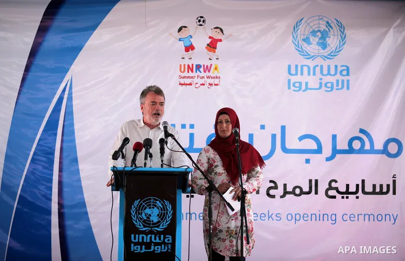 Director of UNRWA operations in Gaza Bo Shack, speaks during a summer camp organised by the United Nations on July 23, 2016 in Gaza City. Photo by Ashraf Amra